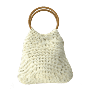Knitted bag with a wooden handle