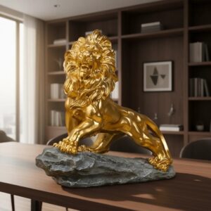 Estatua Escultura León Dorado Decoración