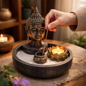 Set Zen Buda Decorativo Porta Incienso y Vela