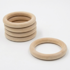 5 Argollas de Madera Natural 60mm para Manualidades