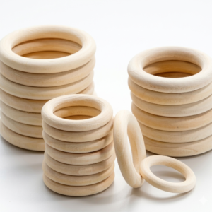 Pack 10 Argollas De Madera Natural 40mm Manualidades