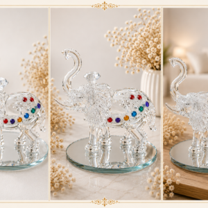 Elefante De Vidrio Decorativo Con Cristales De Colores Feng Shui