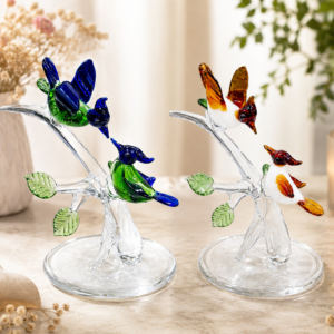 Pareja de Pájaros de Cristal Decoración