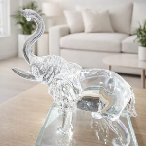 Elefante Decorativo De Cristal Transparente Figura Feng Shui  14 cm alt