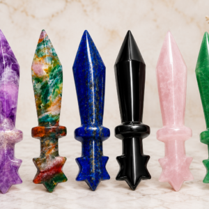 espadas ritualísticas de minerales naturales talladas