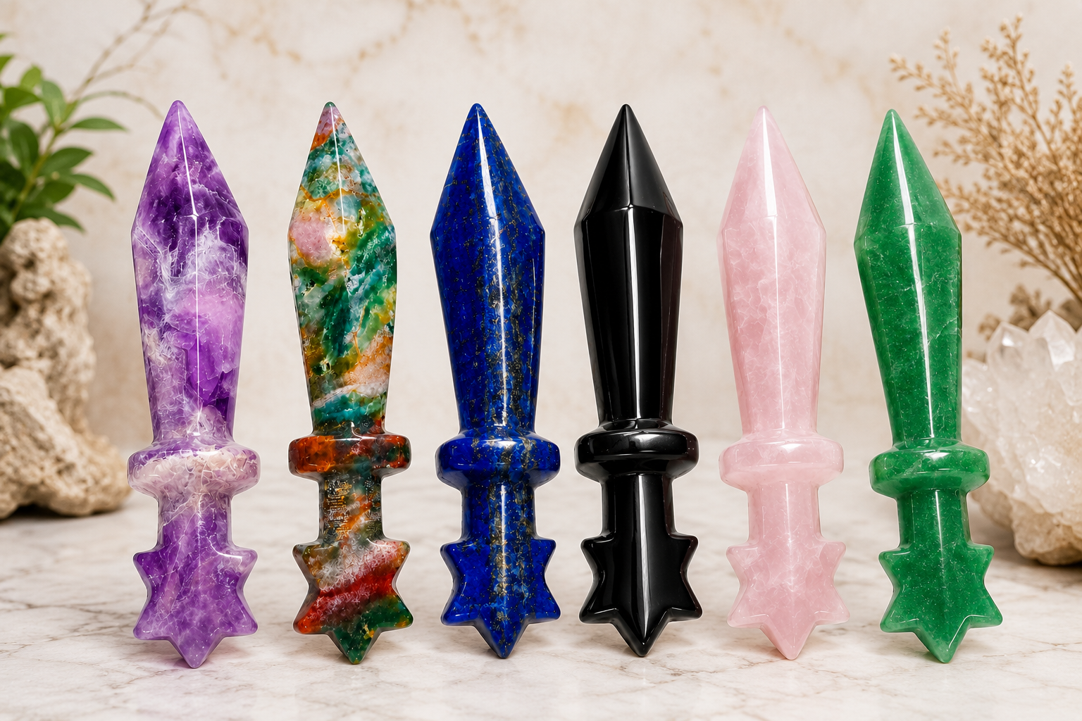 espadas ritualísticas de minerales naturales talladas espadas ritualísticas de minerales naturales talladas