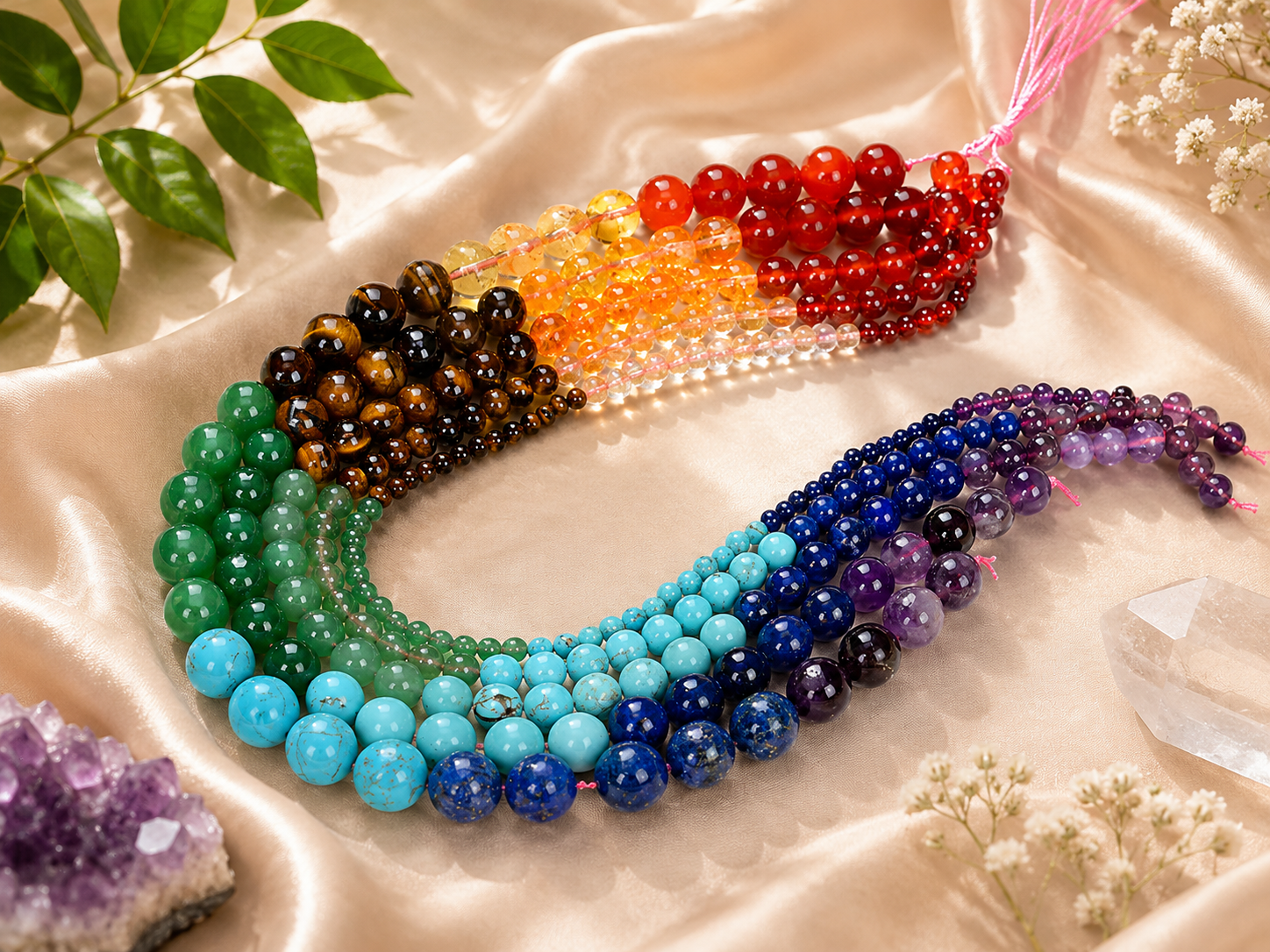 tiras de piedras naturales de los 7 chakras tiras de piedras naturales de los 7 chakras