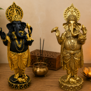 figuras ganesha decorativas feng shui dorado y negro de 30 cm