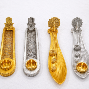 portaincienso decorativo 4 modelos dorado y plateado