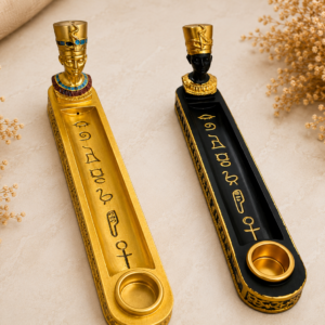 porta incienso egipcio decorativo set dorado y negro