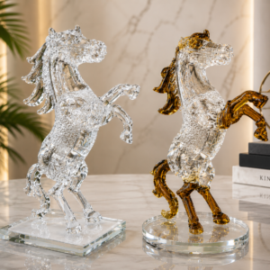 caballos de cristal decoración de prosperidad de 17 cm