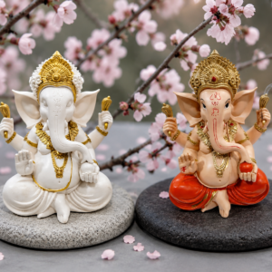 figura de ganesha color marfil y blanco de 31 cm