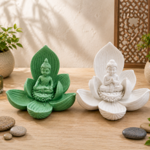 budas flor de loto decorativos verde y blanco