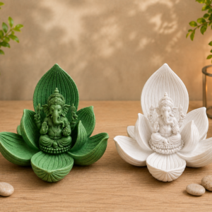 porta incienso de ganesha flor de loto blanco y verde decorativo