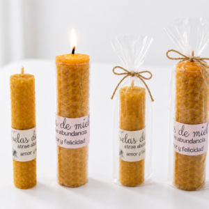 vela de cera de miel natural artesanal para abundancia y prosperidad
